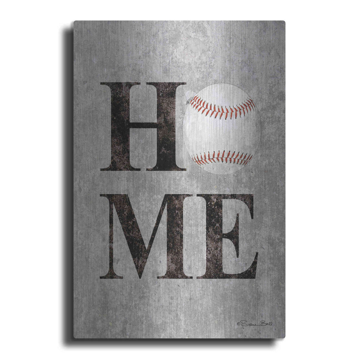 Luxe Metal Art 'Baseball HOME' by Susan Ball, Metal Wall Art