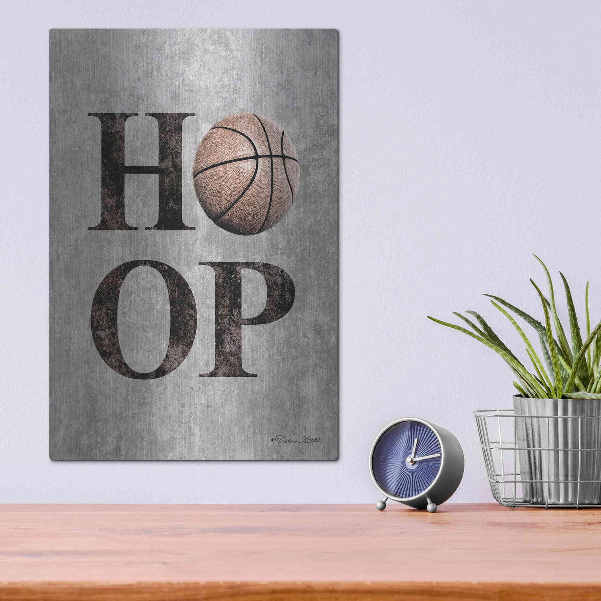 Luxe Metal Art 'Basketball Hoop' by Susan Ball, Metal Wall Art,12x16
