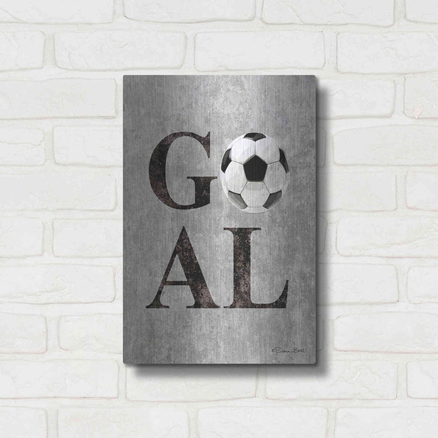 Luxe Metal Art 'Soccer GOAL' by Susan Ball, Metal Wall Art,12x16