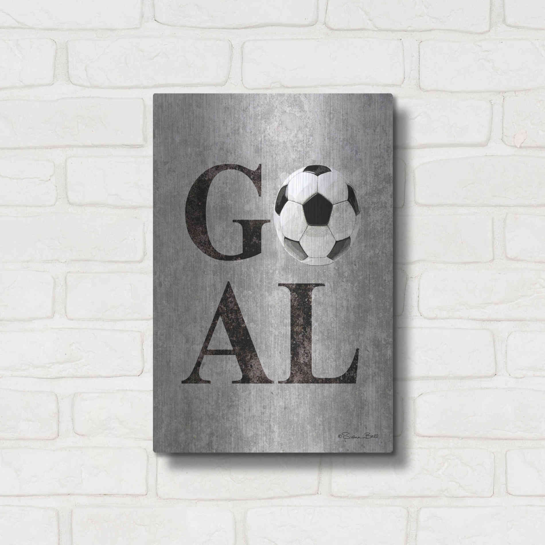 Luxe Metal Art 'Soccer GOAL' by Susan Ball, Metal Wall Art,12x16