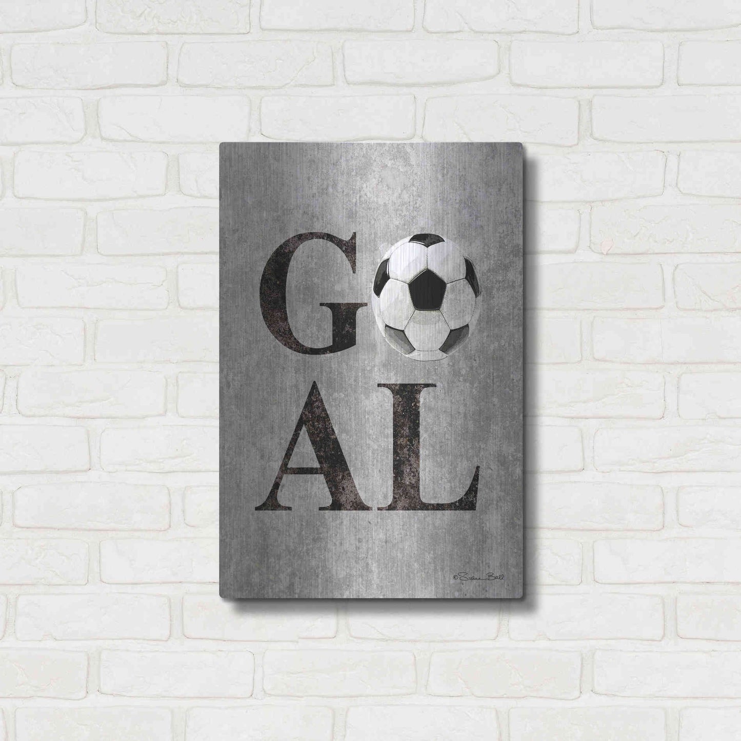 Luxe Metal Art 'Soccer GOAL' by Susan Ball, Metal Wall Art,16x24