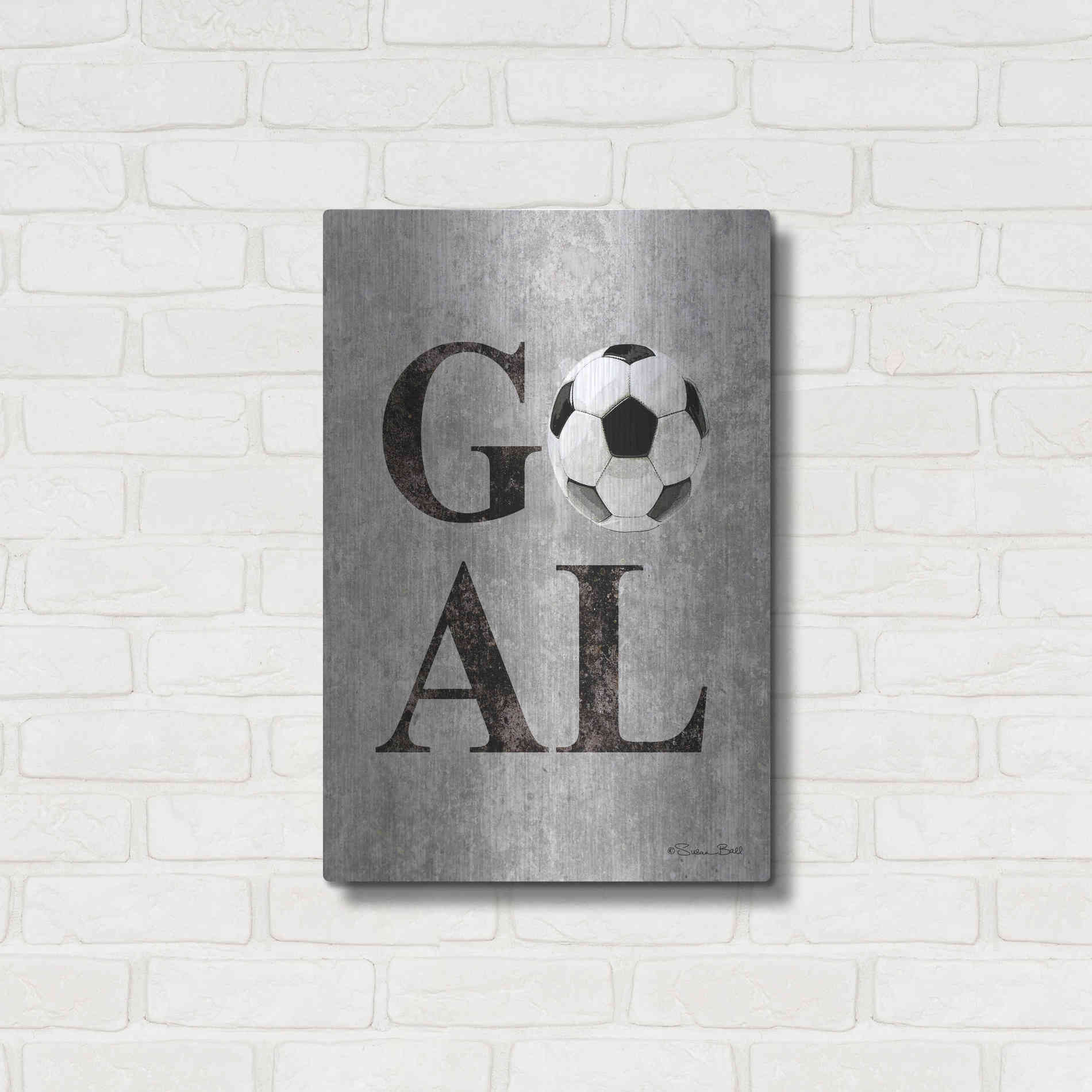Luxe Metal Art 'Soccer GOAL' by Susan Ball, Metal Wall Art,16x24