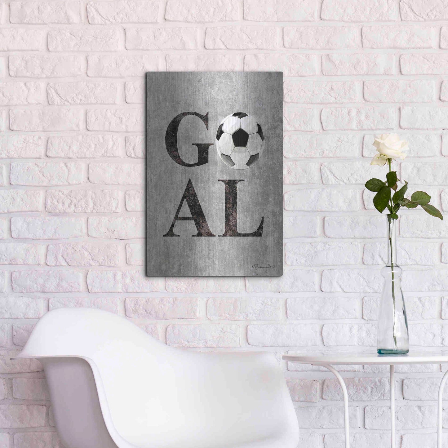 Luxe Metal Art 'Soccer GOAL' by Susan Ball, Metal Wall Art,16x24