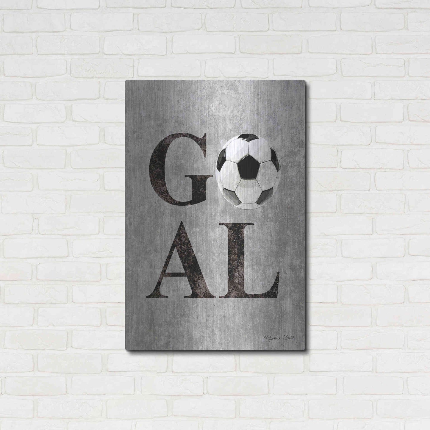 Luxe Metal Art 'Soccer GOAL' by Susan Ball, Metal Wall Art,24x36