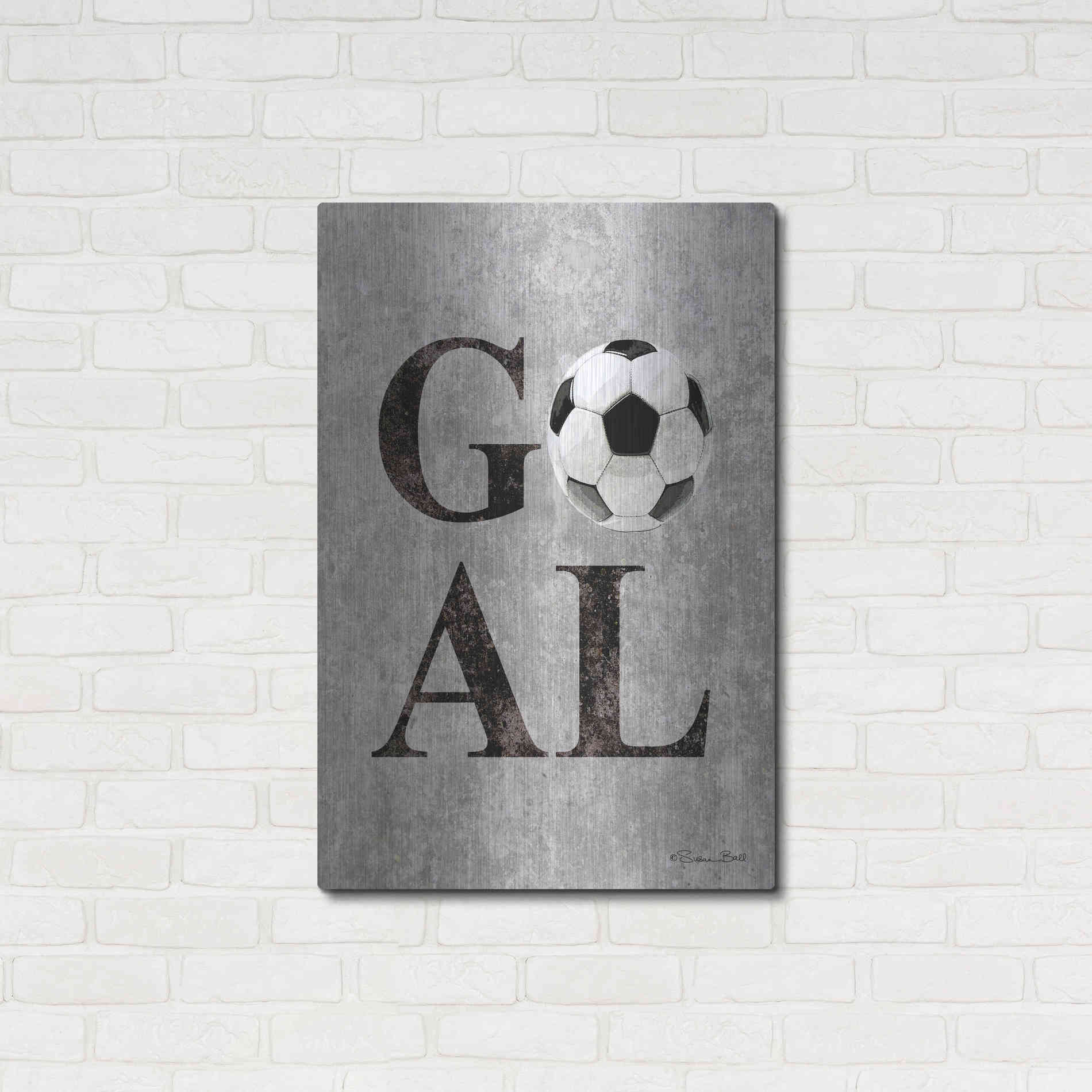 Luxe Metal Art 'Soccer GOAL' by Susan Ball, Metal Wall Art,24x36