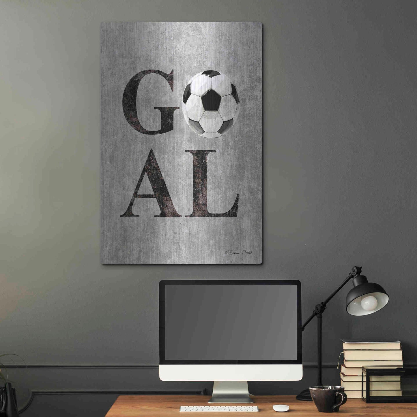 Luxe Metal Art 'Soccer GOAL' by Susan Ball, Metal Wall Art,24x36