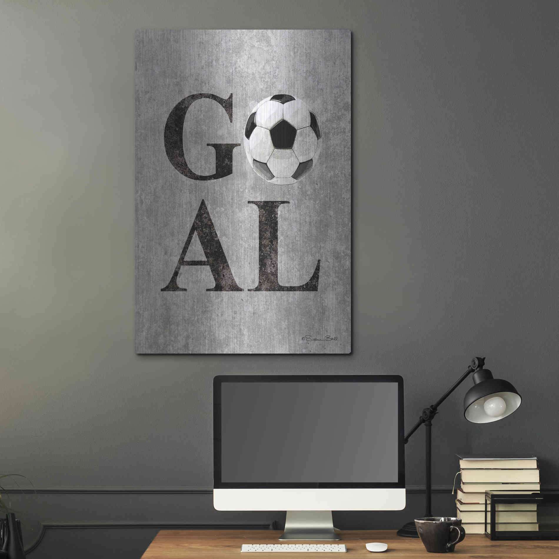 Luxe Metal Art 'Soccer GOAL' by Susan Ball, Metal Wall Art,24x36