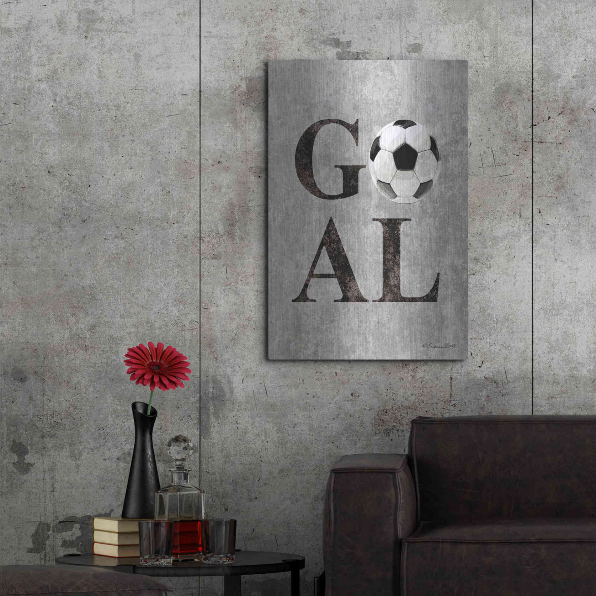 Luxe Metal Art 'Soccer GOAL' by Susan Ball, Metal Wall Art,24x36