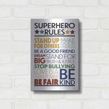 Luxe Metal Art 'Superhero Rules' by Susan Ball, Metal Wall Art,12x16