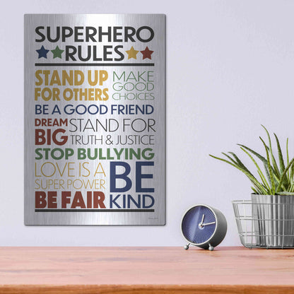 Luxe Metal Art 'Superhero Rules' by Susan Ball, Metal Wall Art,12x16