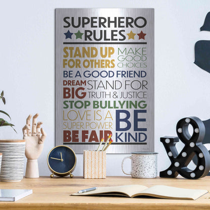 Luxe Metal Art 'Superhero Rules' by Susan Ball, Metal Wall Art,12x16