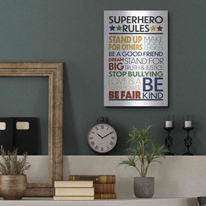 Luxe Metal Art 'Superhero Rules' by Susan Ball, Metal Wall Art,12x16