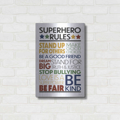 Luxe Metal Art 'Superhero Rules' by Susan Ball, Metal Wall Art,16x24
