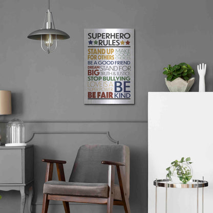Luxe Metal Art 'Superhero Rules' by Susan Ball, Metal Wall Art,16x24