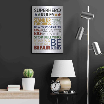 Luxe Metal Art 'Superhero Rules' by Susan Ball, Metal Wall Art,16x24
