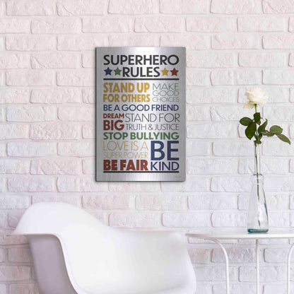 Luxe Metal Art 'Superhero Rules' by Susan Ball, Metal Wall Art,16x24