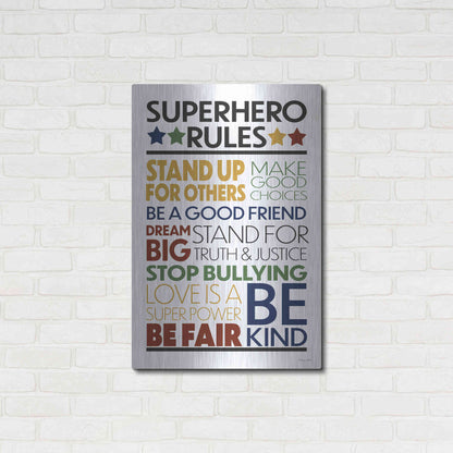 Luxe Metal Art 'Superhero Rules' by Susan Ball, Metal Wall Art,24x36