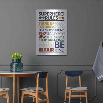 Luxe Metal Art 'Superhero Rules' by Susan Ball, Metal Wall Art,24x36