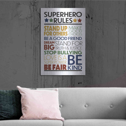 Luxe Metal Art 'Superhero Rules' by Susan Ball, Metal Wall Art,24x36