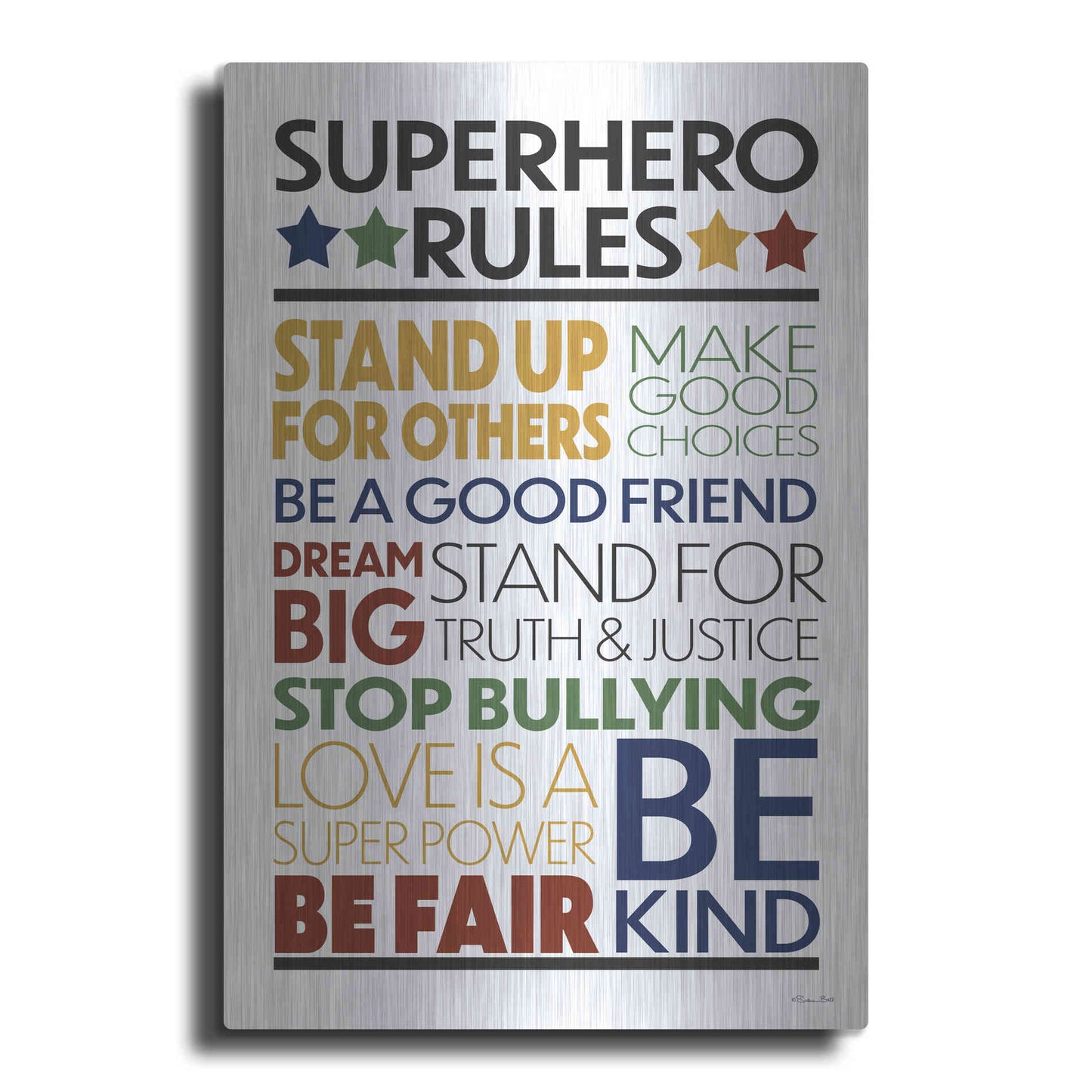 Luxe Metal Art 'Superhero Rules' by Susan Ball, Metal Wall Art