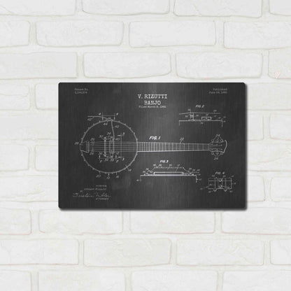Luxe Metal Art 'Banjo Blueprint Patent Chalkboard' Metal Wall Art,16x12