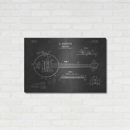 Luxe Metal Art 'Banjo Blueprint Patent Chalkboard' Metal Wall Art,36x24