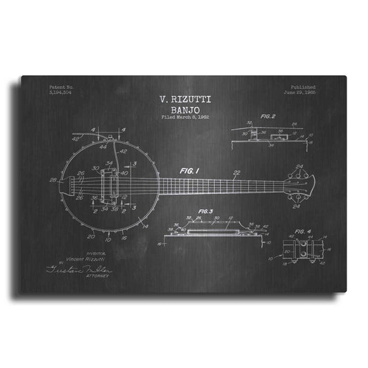 Luxe Metal Art 'Banjo Blueprint Patent Chalkboard' Metal Wall Art