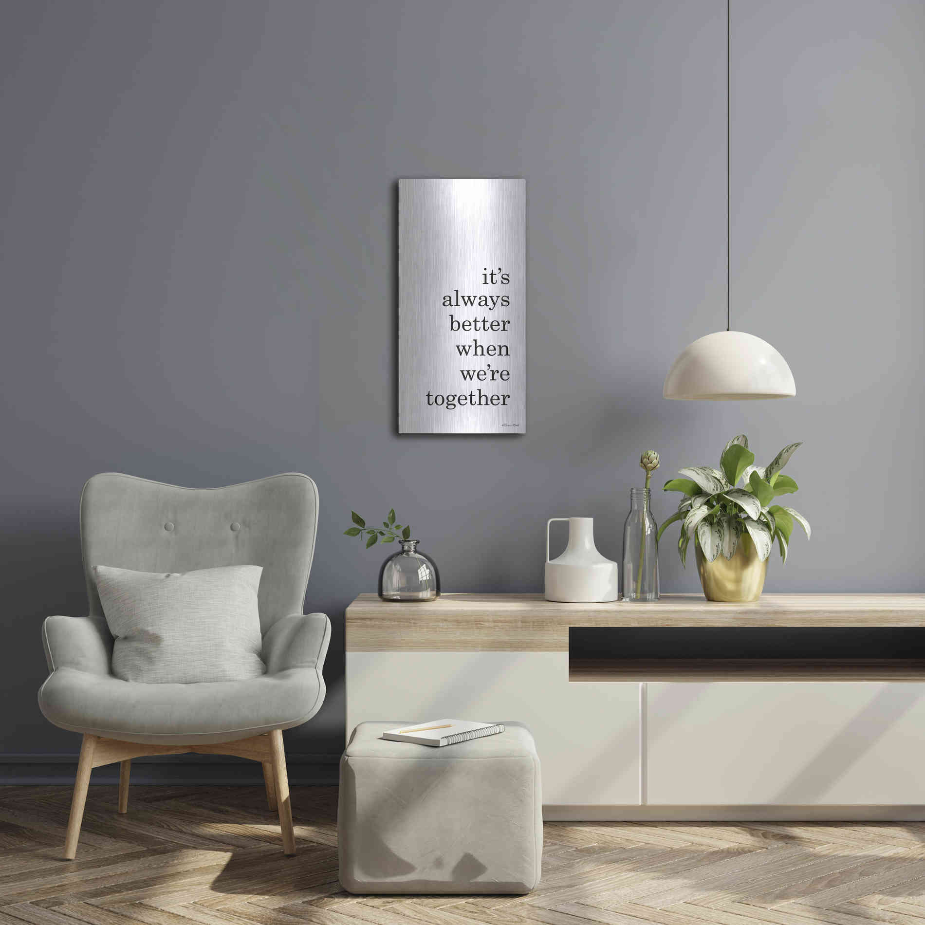 Luxe Metal Art 'Better Together' by Susan Ball, Metal Wall Art,12x24