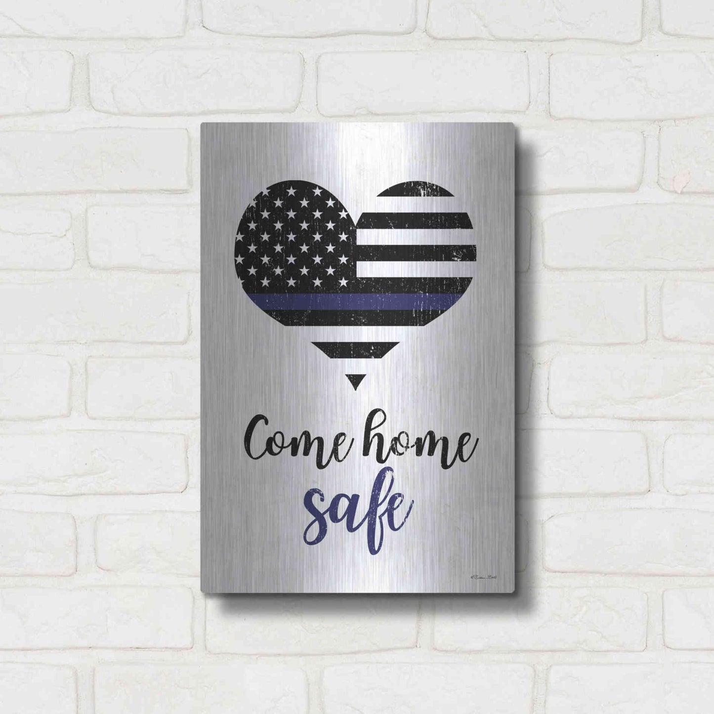 Luxe Metal Art 'Come Home Safe' by Susan Ball, Metal Wall Art,12x16