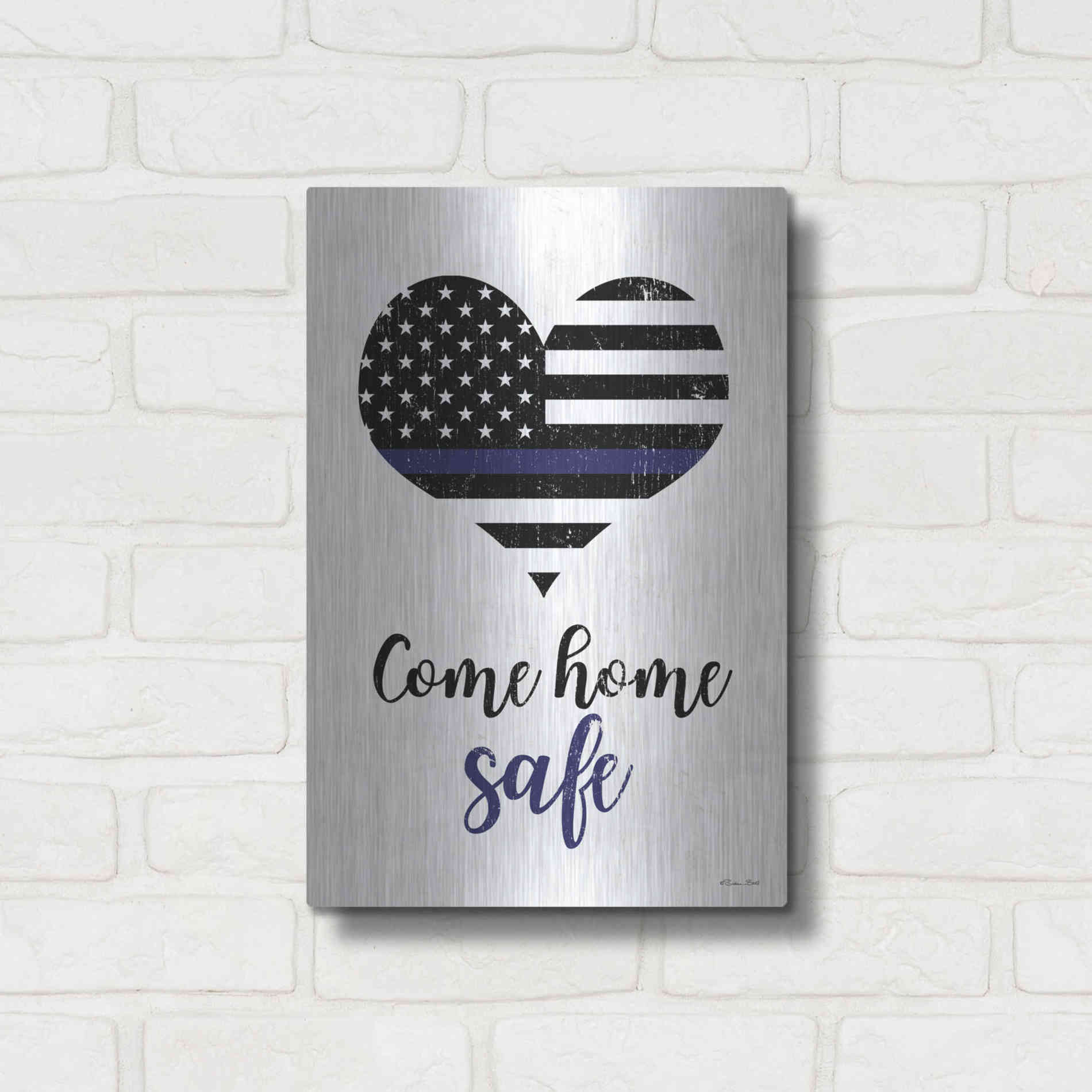 Luxe Metal Art 'Come Home Safe' by Susan Ball, Metal Wall Art,12x16