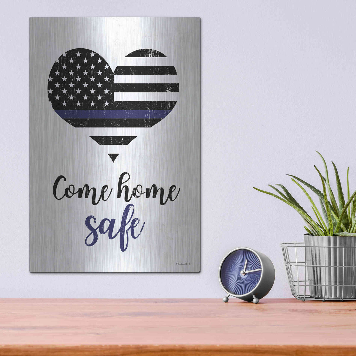 Luxe Metal Art 'Come Home Safe' by Susan Ball, Metal Wall Art,12x16