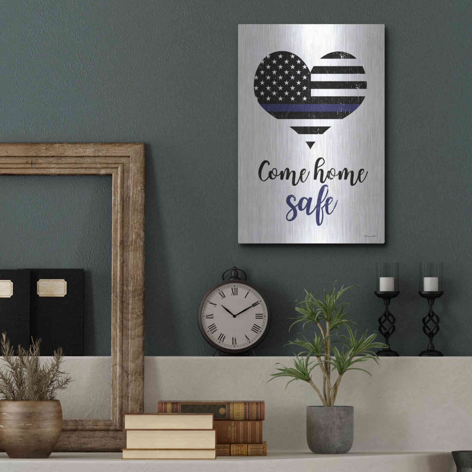 Luxe Metal Art 'Come Home Safe' by Susan Ball, Metal Wall Art,12x16