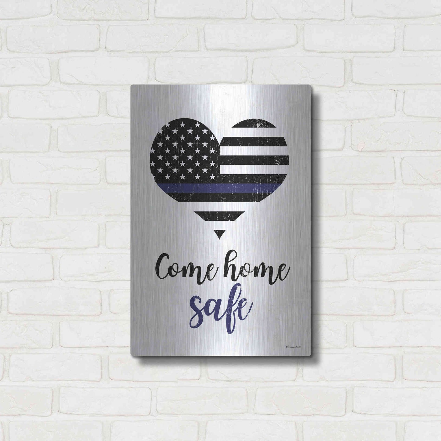 Luxe Metal Art 'Come Home Safe' by Susan Ball, Metal Wall Art,16x24