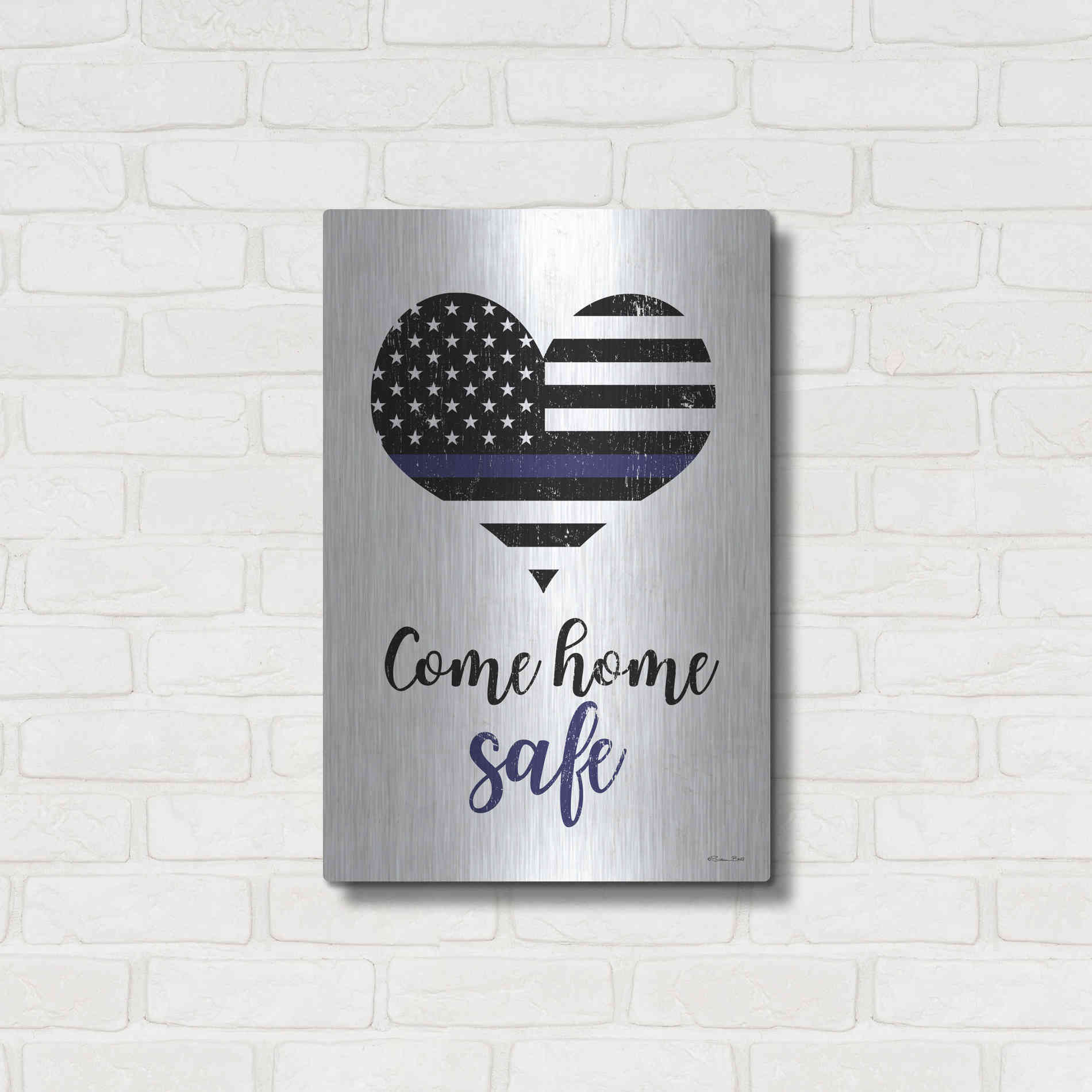 Luxe Metal Art 'Come Home Safe' by Susan Ball, Metal Wall Art,16x24