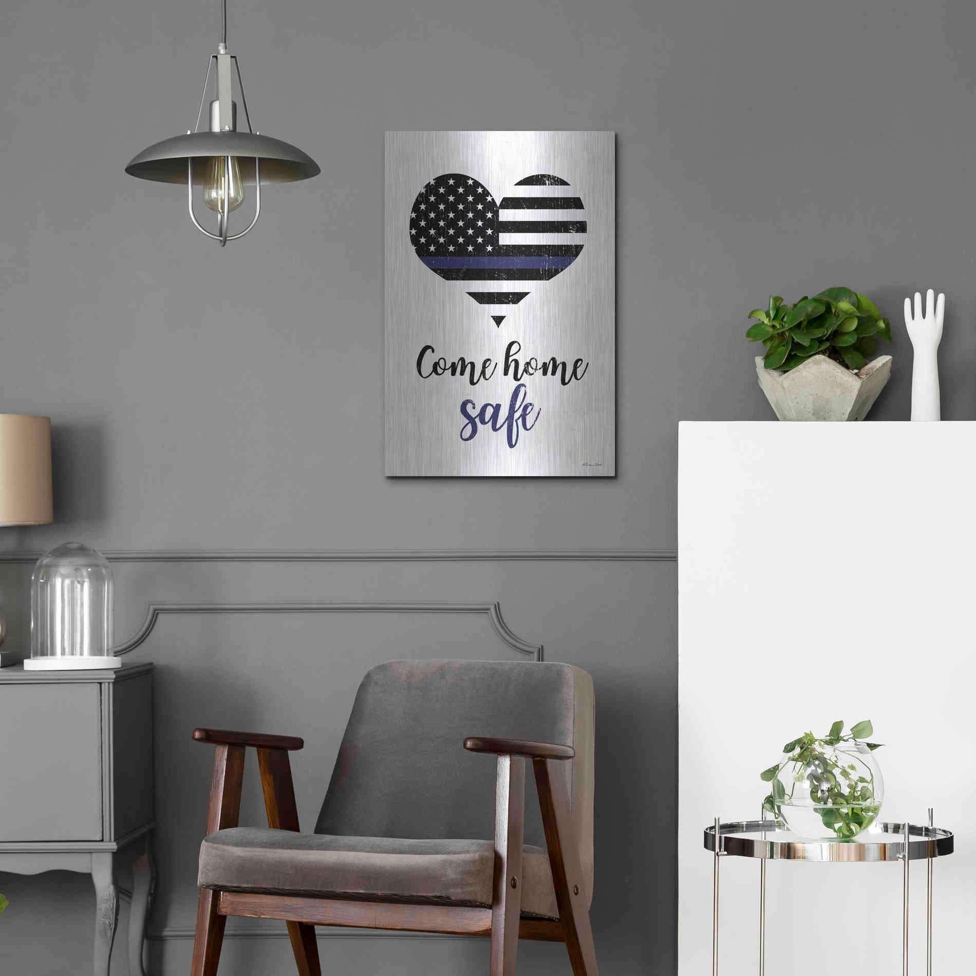 Luxe Metal Art 'Come Home Safe' by Susan Ball, Metal Wall Art,16x24