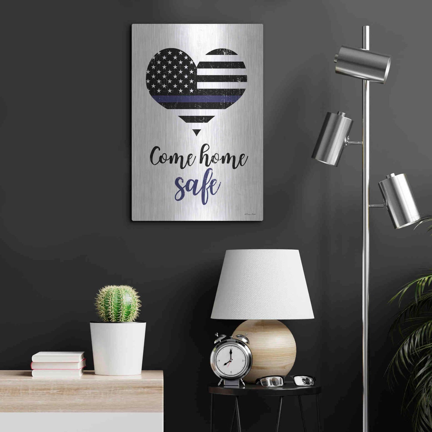 Luxe Metal Art 'Come Home Safe' by Susan Ball, Metal Wall Art,16x24