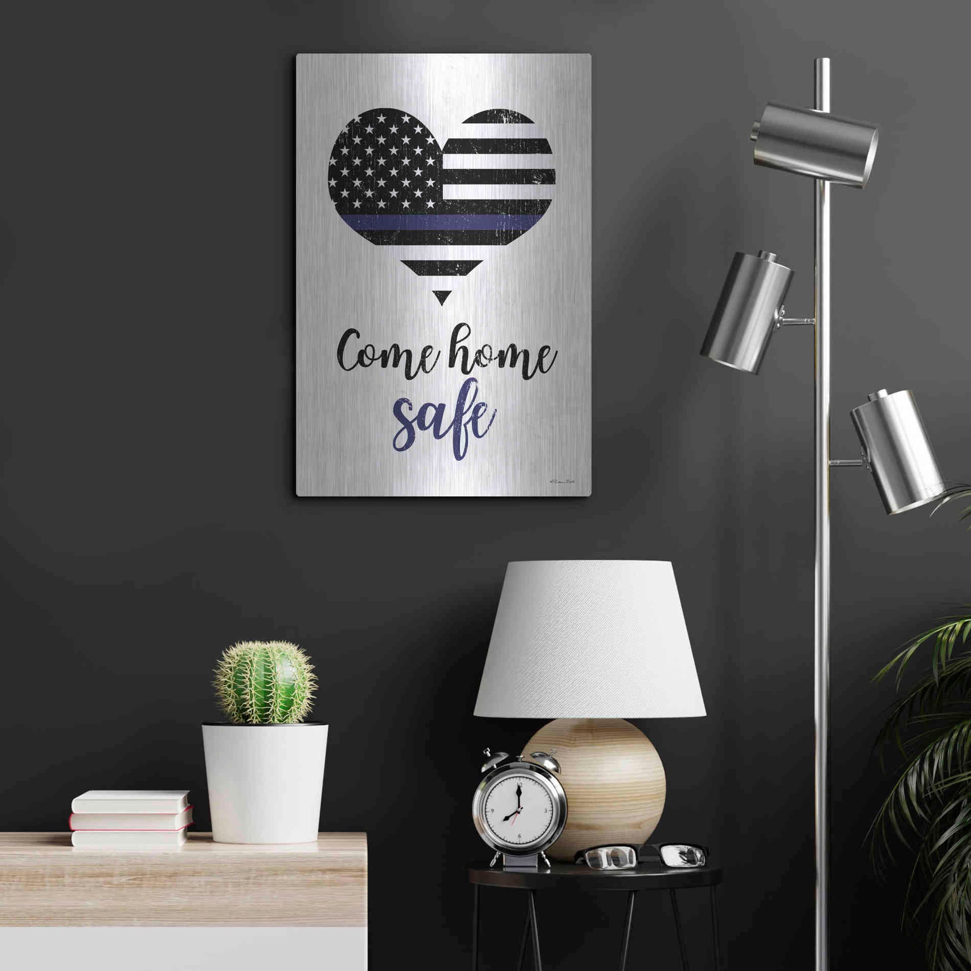 Luxe Metal Art 'Come Home Safe' by Susan Ball, Metal Wall Art,16x24