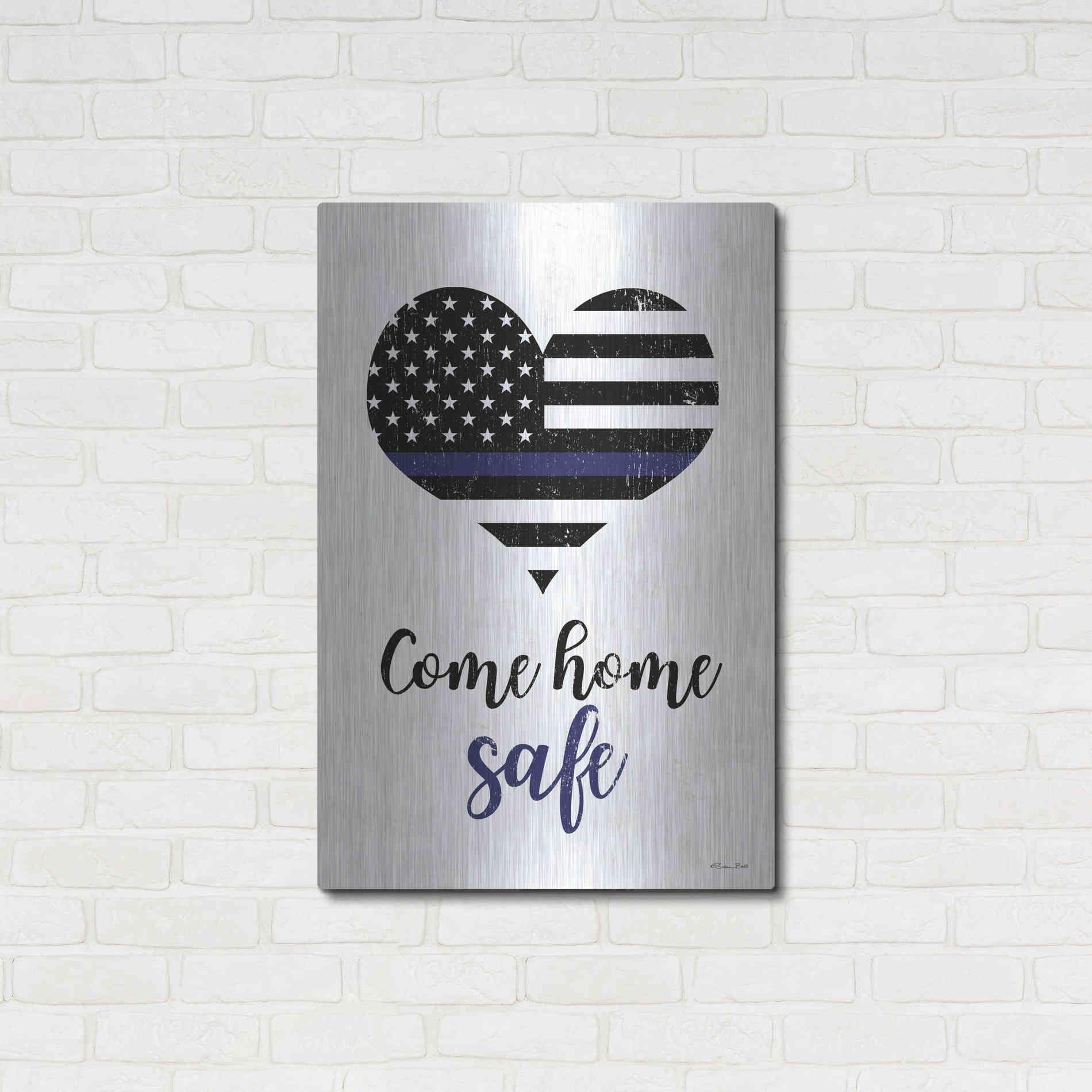 Luxe Metal Art 'Come Home Safe' by Susan Ball, Metal Wall Art,24x36