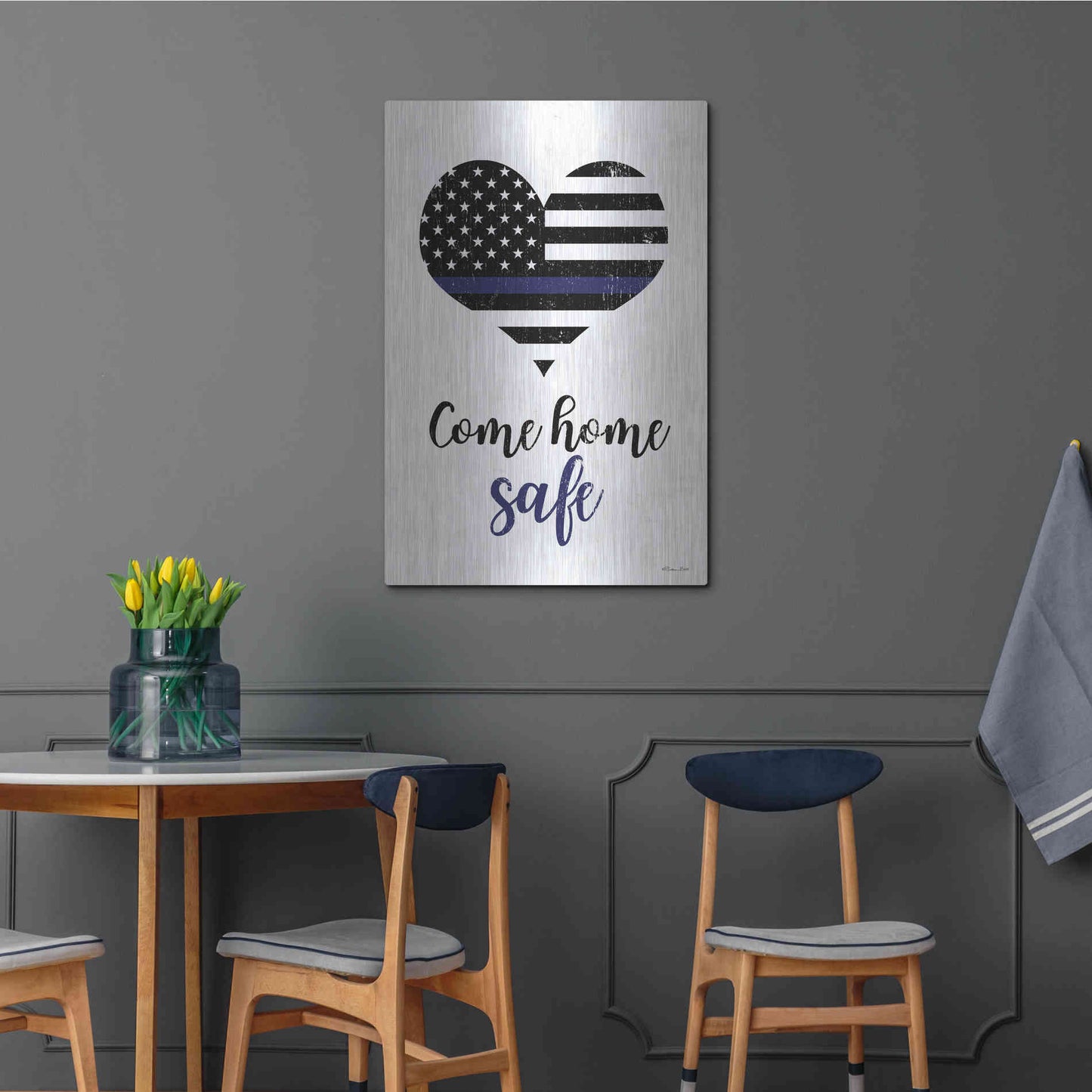 Luxe Metal Art 'Come Home Safe' by Susan Ball, Metal Wall Art,24x36