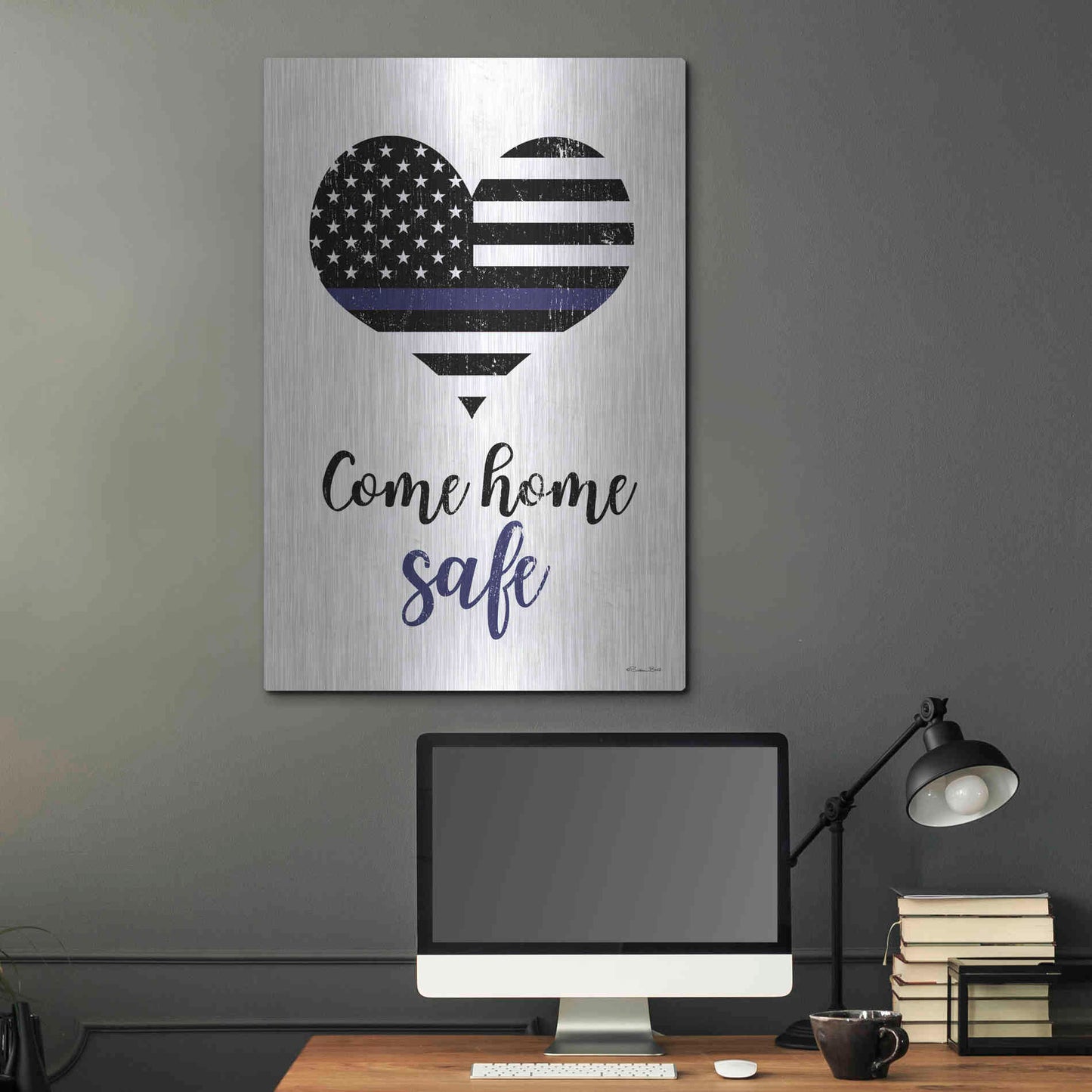 Luxe Metal Art 'Come Home Safe' by Susan Ball, Metal Wall Art,24x36