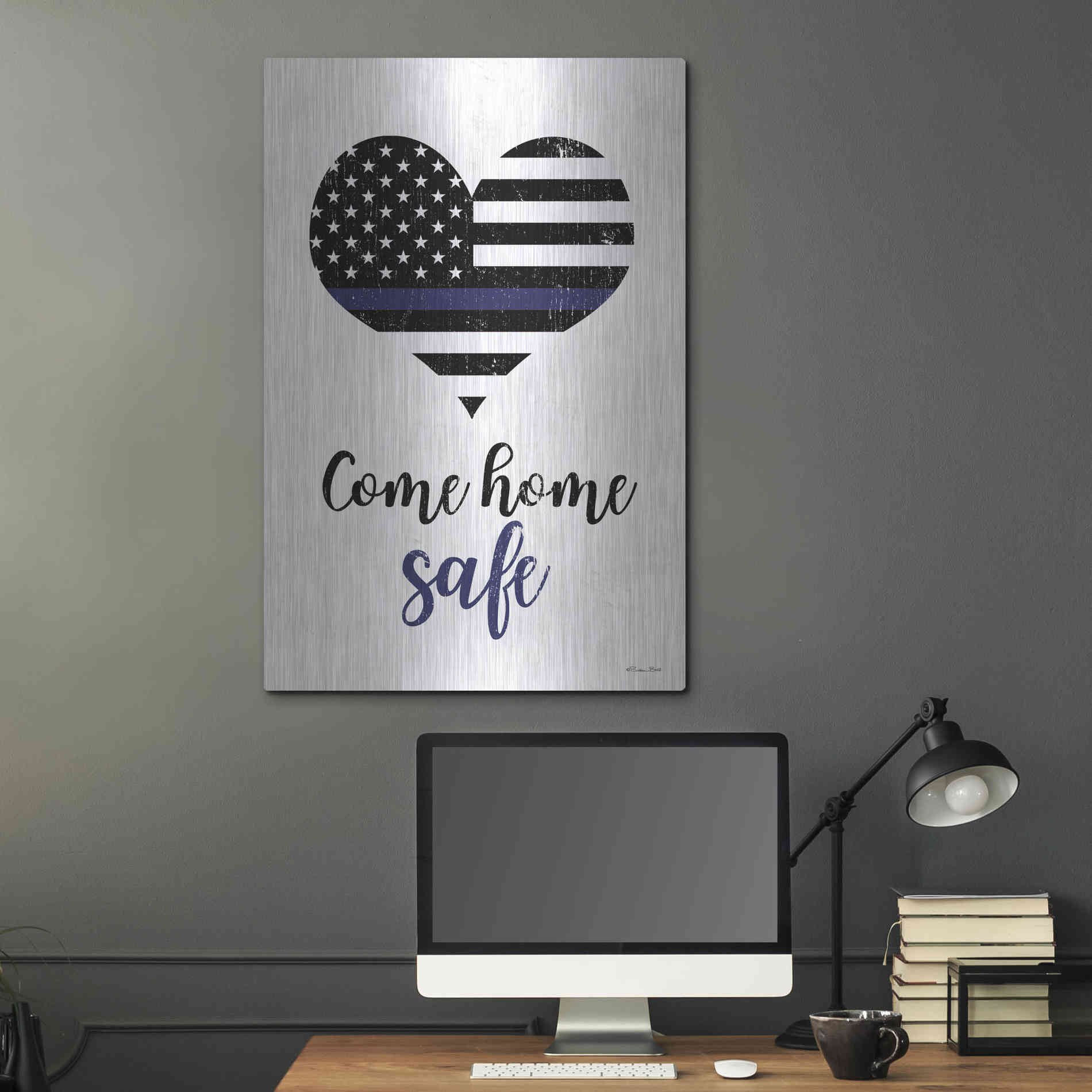 Luxe Metal Art 'Come Home Safe' by Susan Ball, Metal Wall Art,24x36