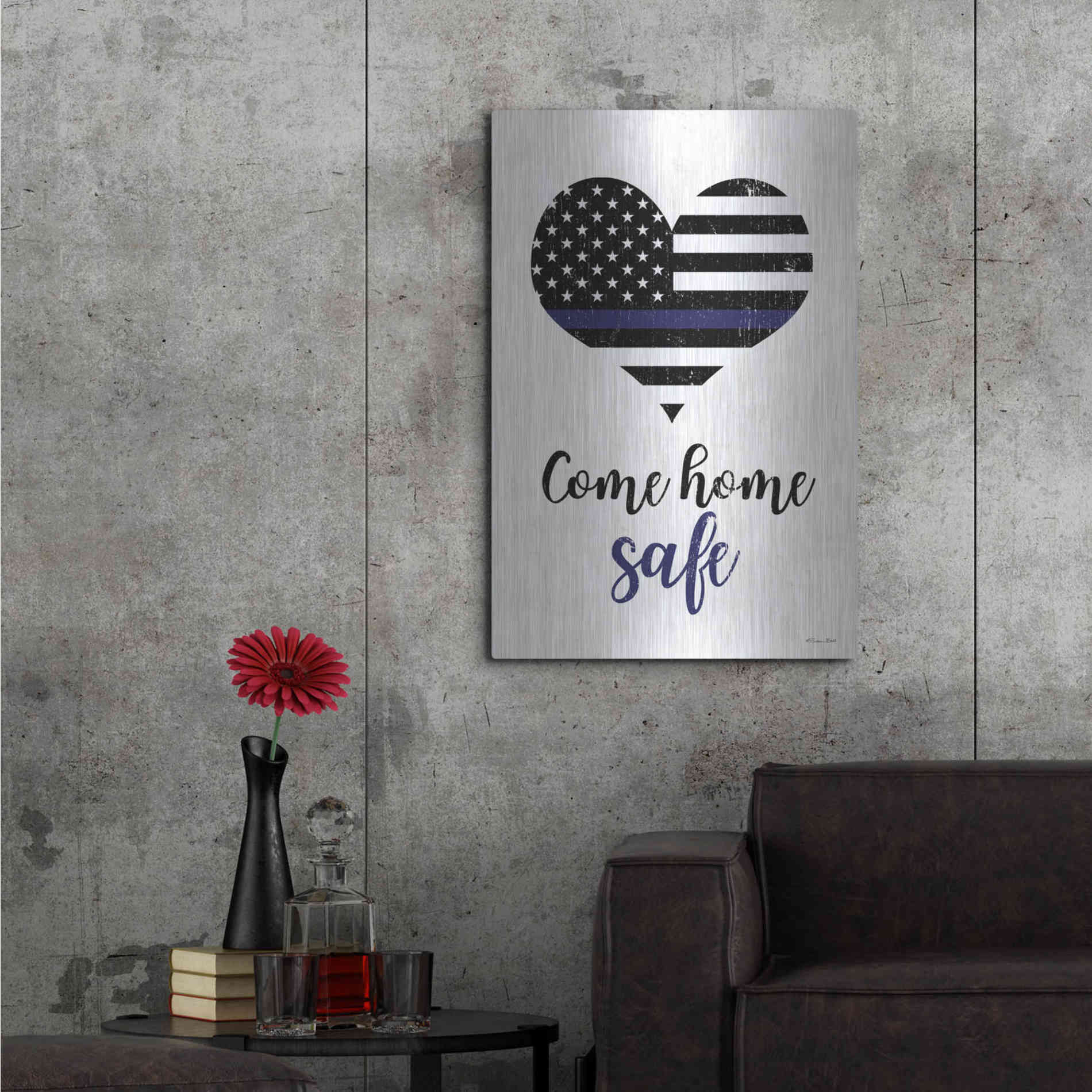 Luxe Metal Art 'Come Home Safe' by Susan Ball, Metal Wall Art,24x36