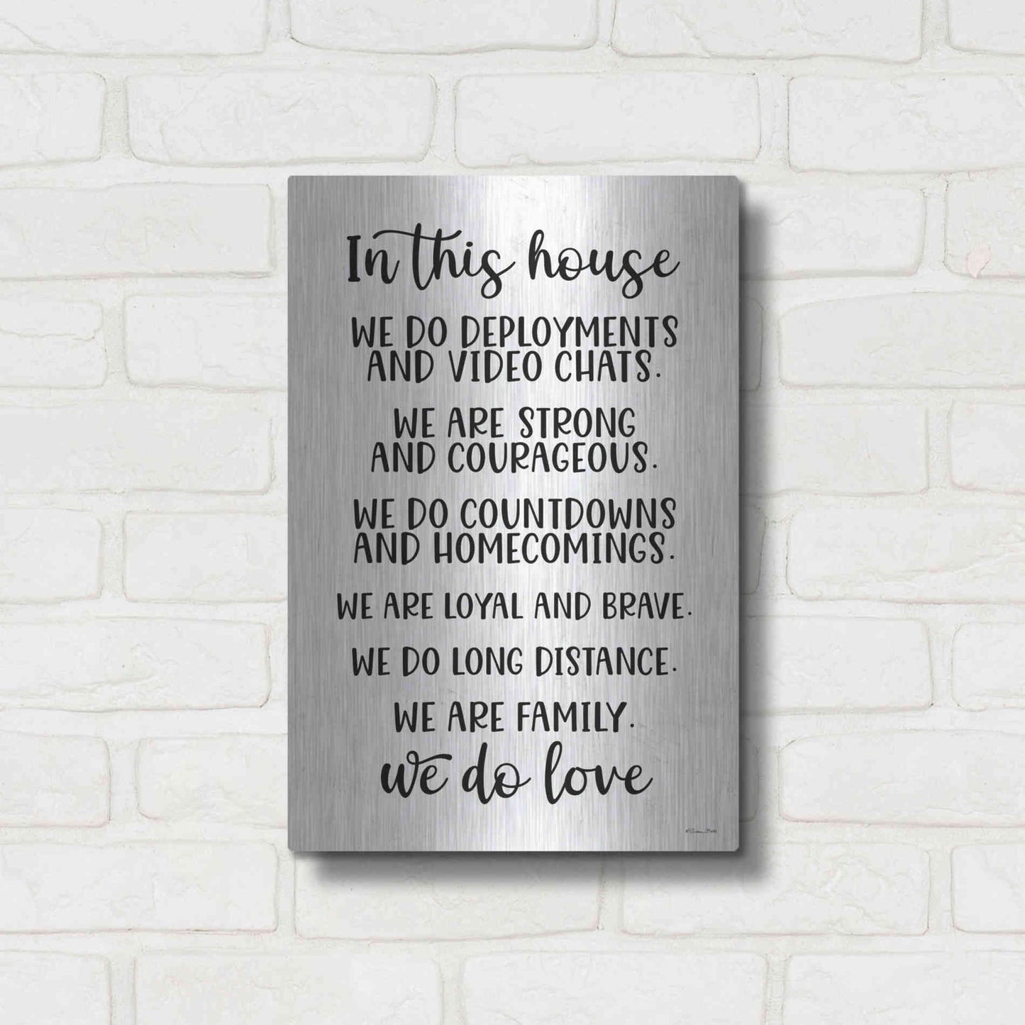 Luxe Metal Art 'In This House Military' by Susan Ball, Metal Wall Art,12x16