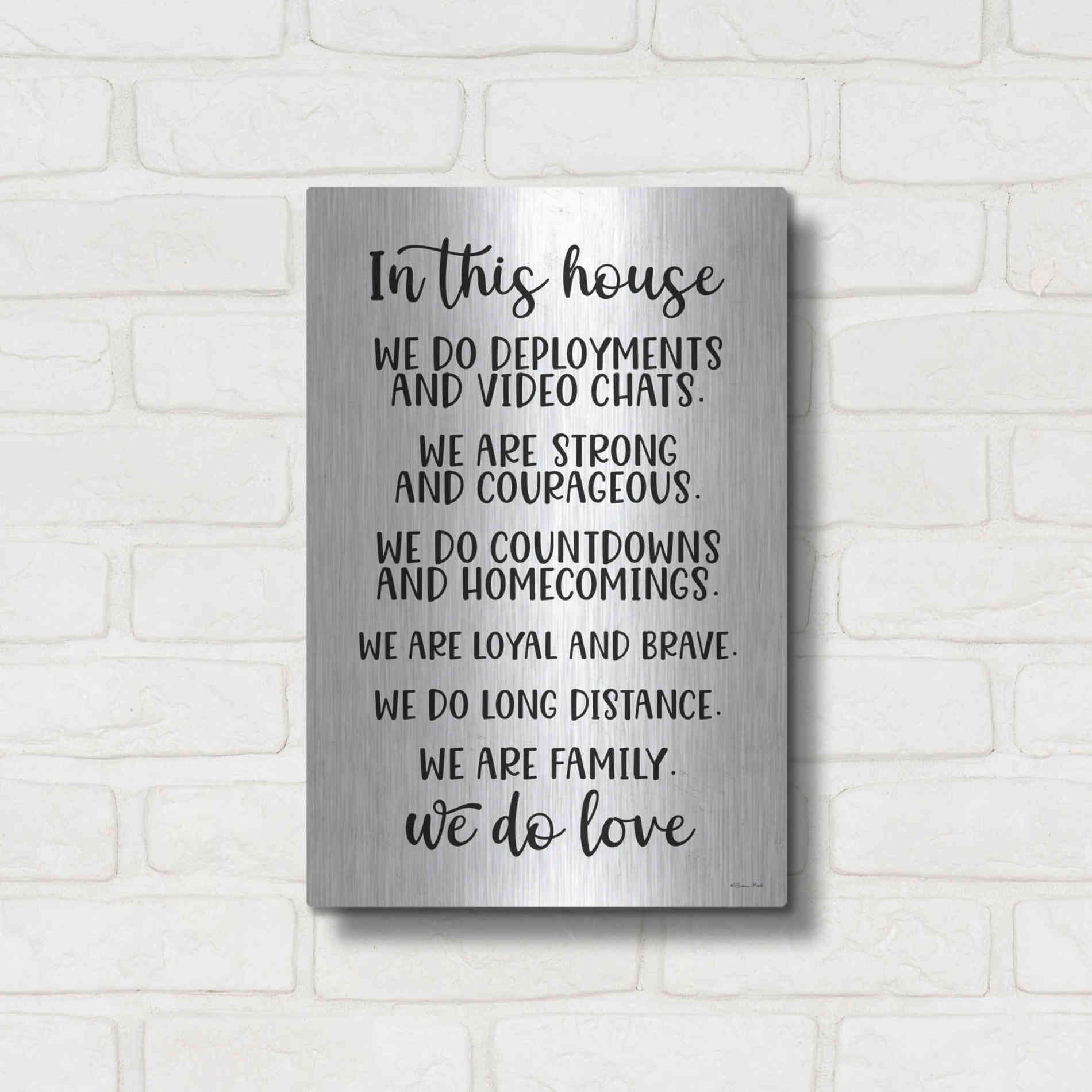 Luxe Metal Art 'In This House Military' by Susan Ball, Metal Wall Art,12x16