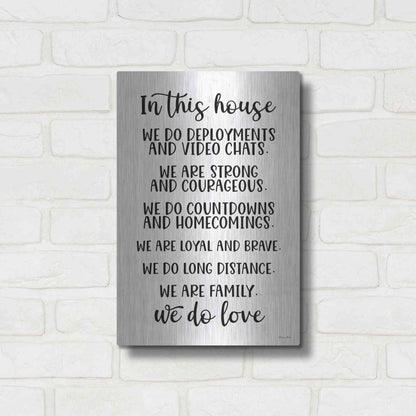 Luxe Metal Art 'In This House Military' by Susan Ball, Metal Wall Art,12x16