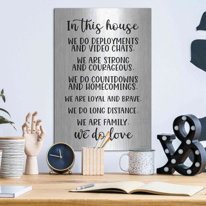 Luxe Metal Art 'In This House Military' by Susan Ball, Metal Wall Art,12x16