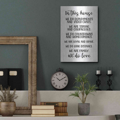 Luxe Metal Art 'In This House Military' by Susan Ball, Metal Wall Art,12x16