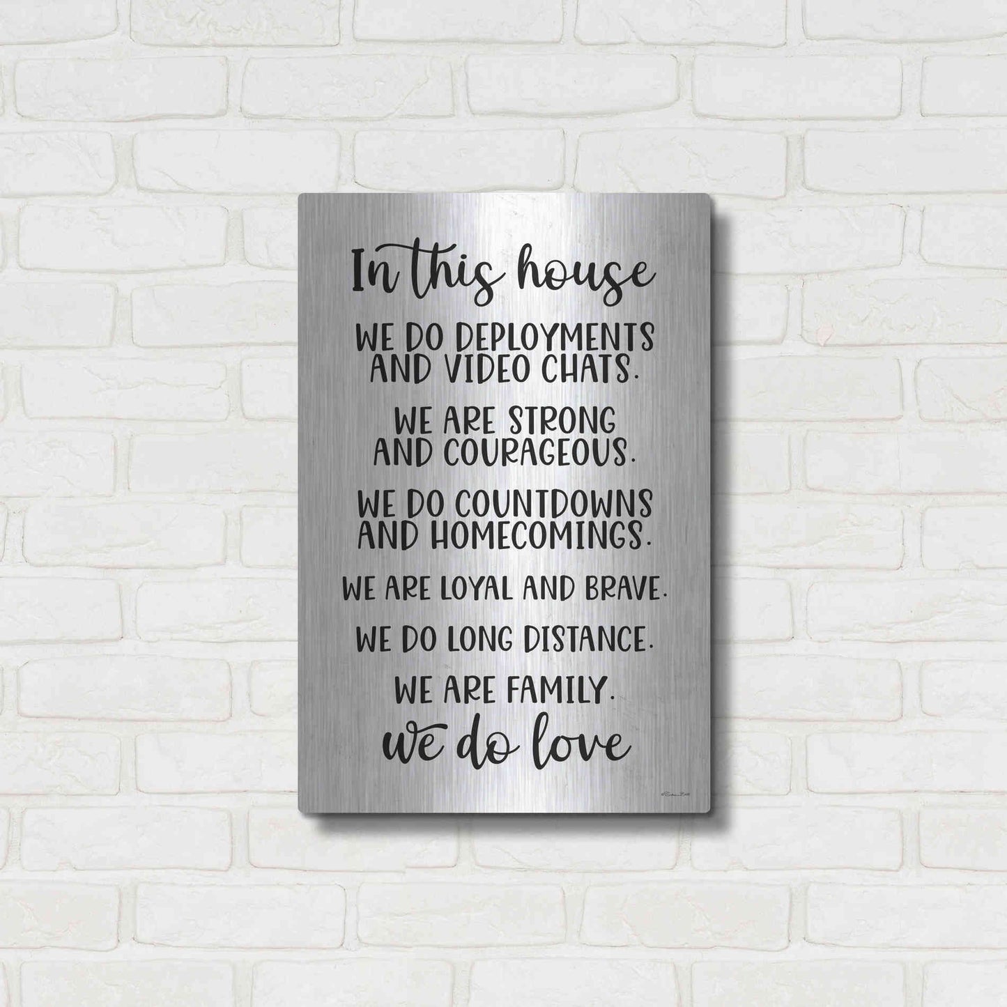 Luxe Metal Art 'In This House Military' by Susan Ball, Metal Wall Art,16x24