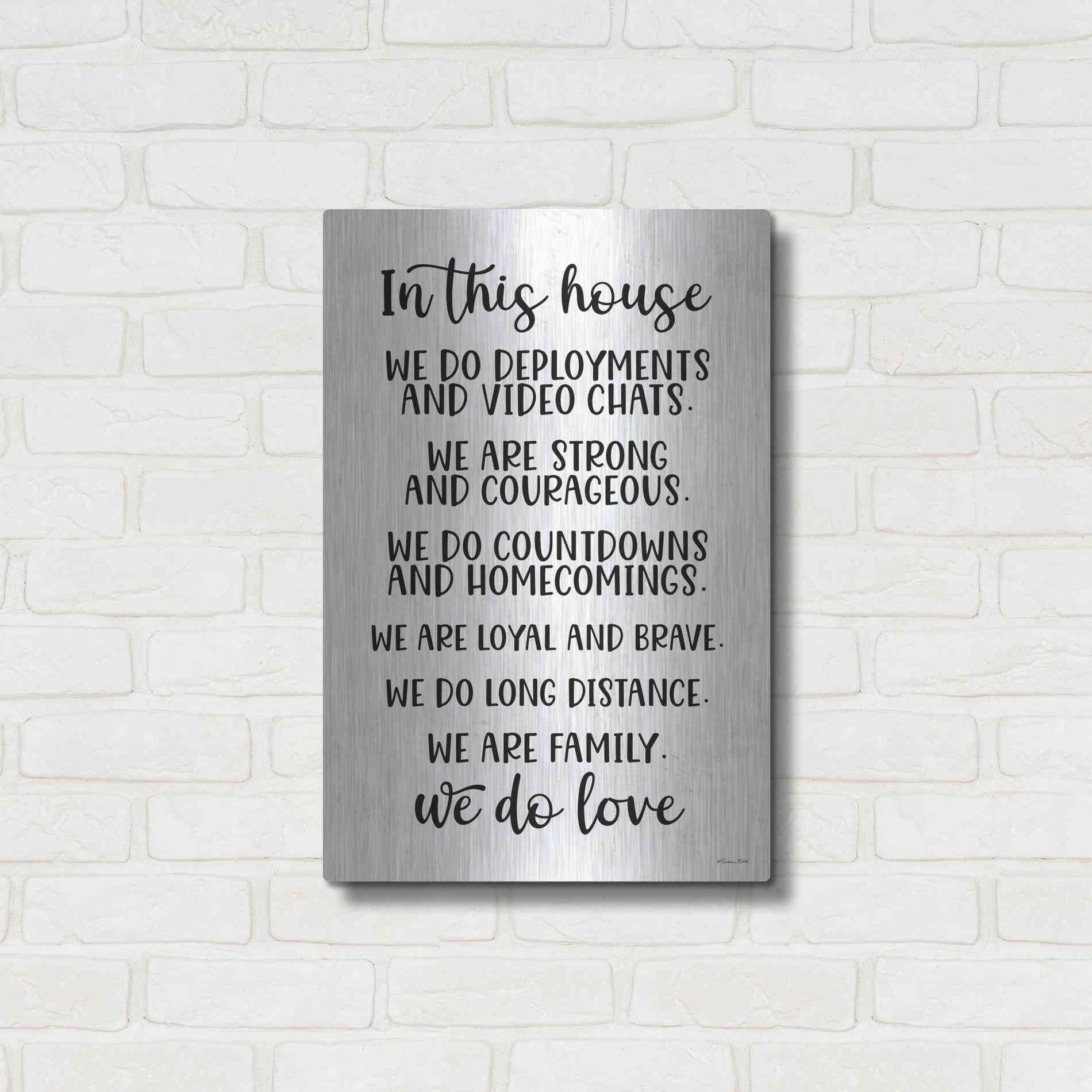 Luxe Metal Art 'In This House Military' by Susan Ball, Metal Wall Art,16x24
