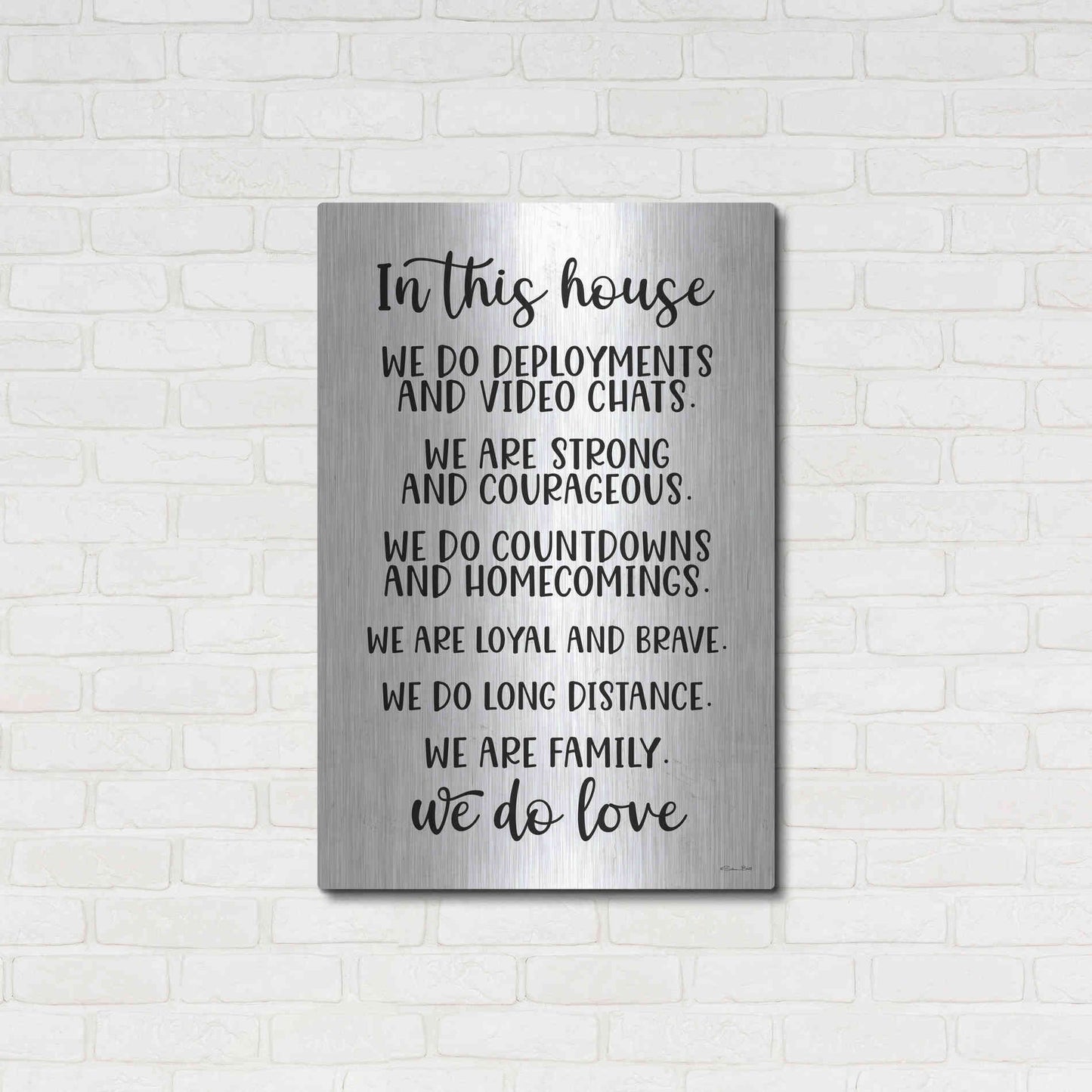 Luxe Metal Art 'In This House Military' by Susan Ball, Metal Wall Art,24x36